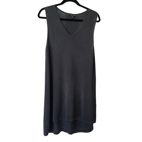 Eileen Fisher Top Sz M Charcoal Tencel Knit Tunic Lagenlook Minimalist Office - Picture 4 of 16